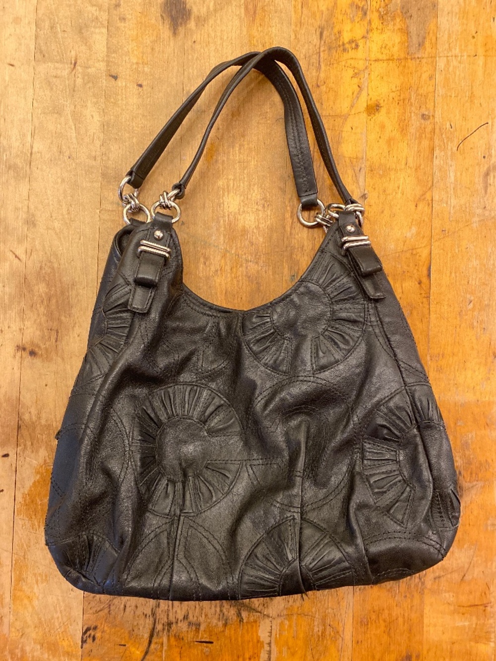 Coach Vintage Y2K Black Leather Pleated Circle Soho Hobo Shoulder Bag